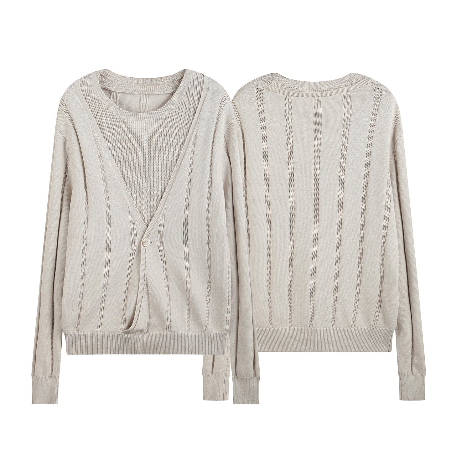 IVORY DOUBLE LAYER STRIPE TEE