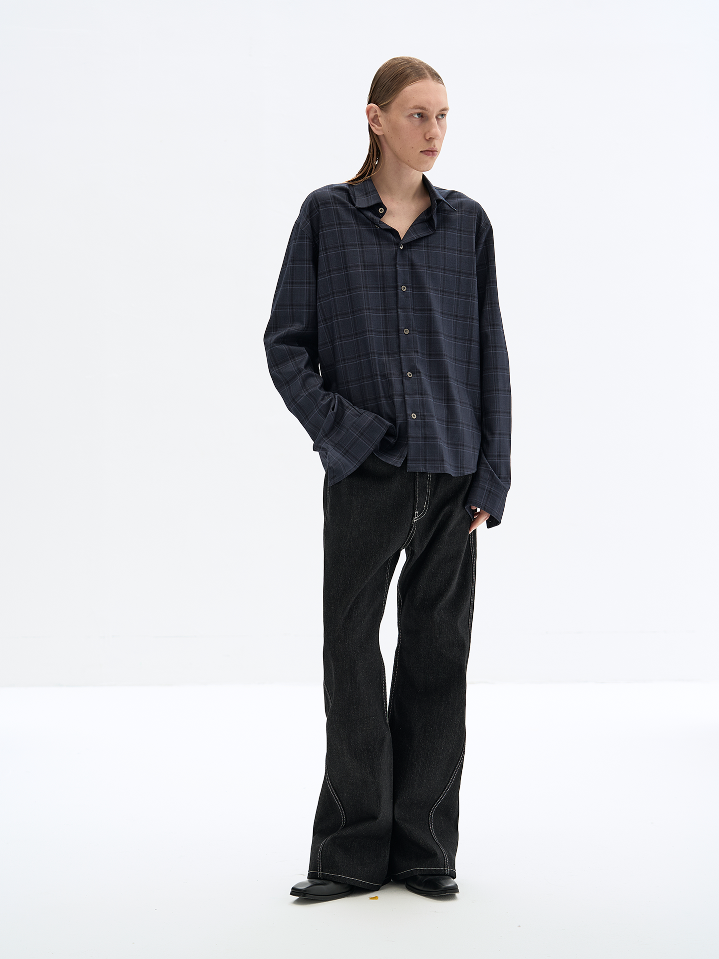 RUM BLUE PLAID BACK SHIRT
