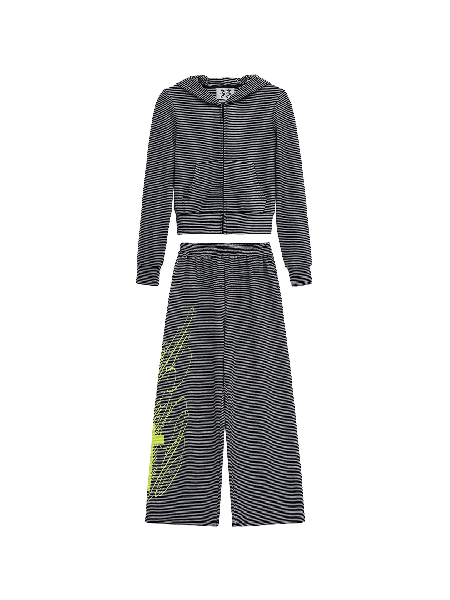 CROSS PRINT STRIPED SWEAT SET