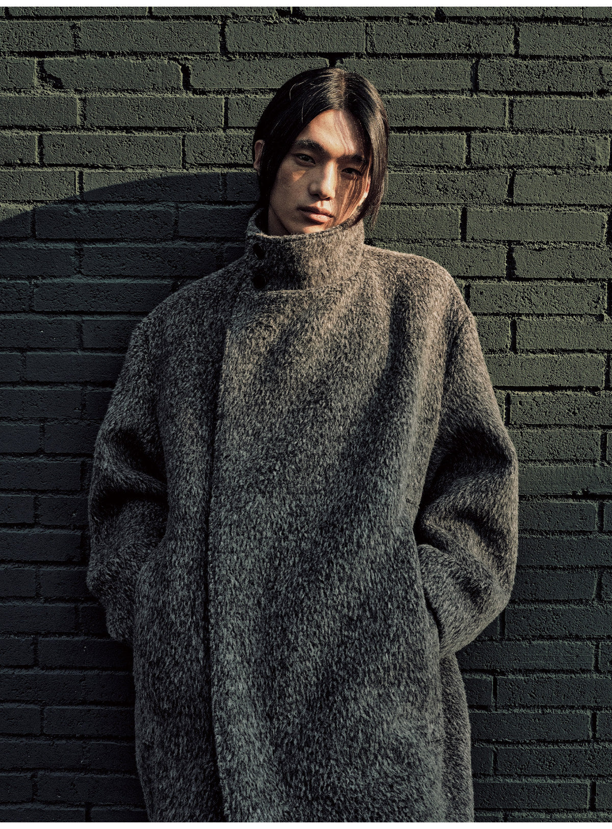 DIAGONAL PLACKET HEAVY WOOL COAT