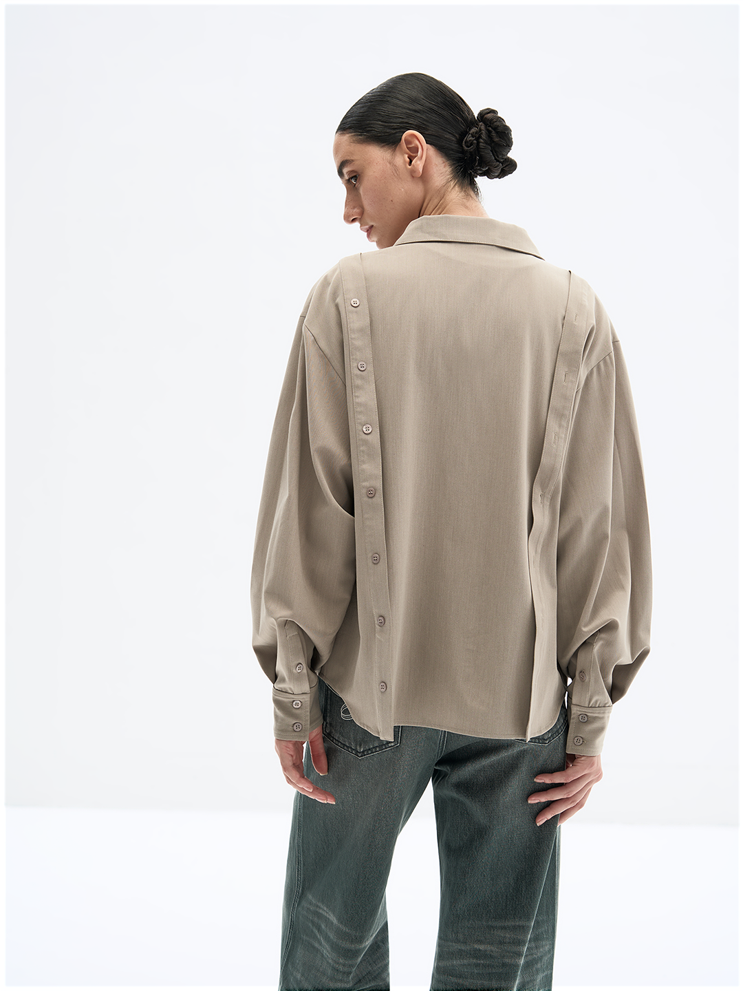 SANDY GREY FAUX TRENCH