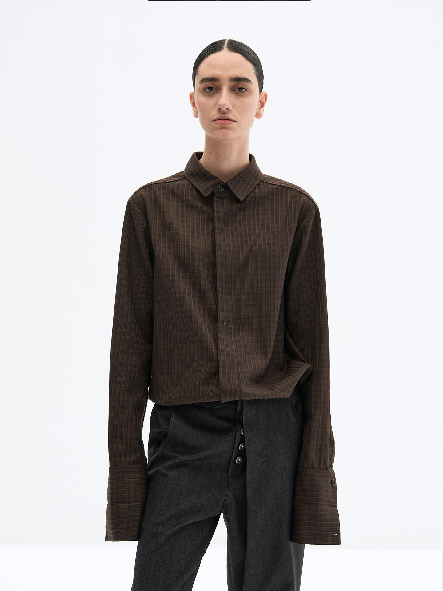 TAILORED BARLEY PATTERN SILK SHIRT