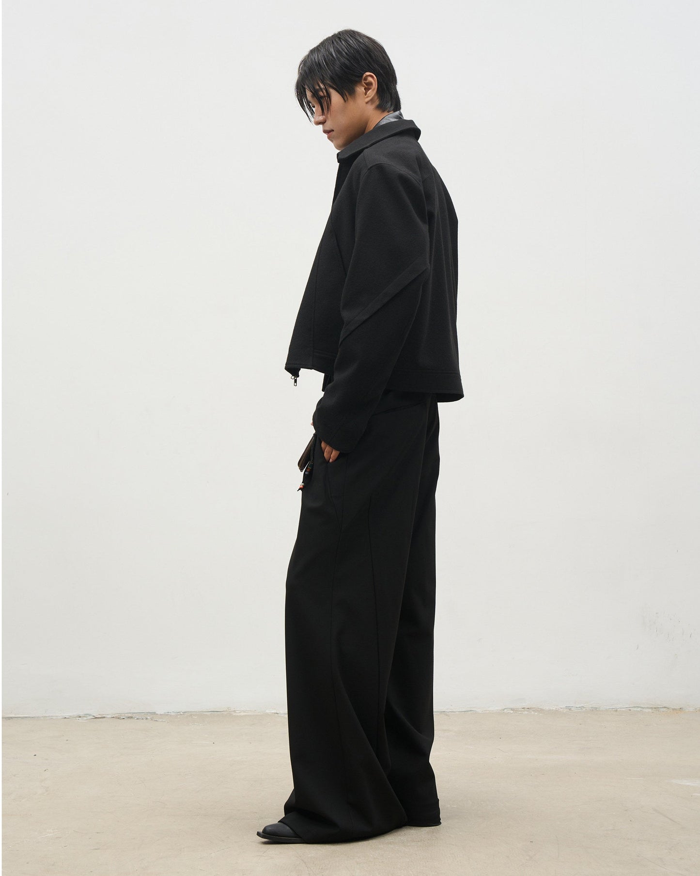 ASYMMETRIC PLACKET A-LINE SLACKS