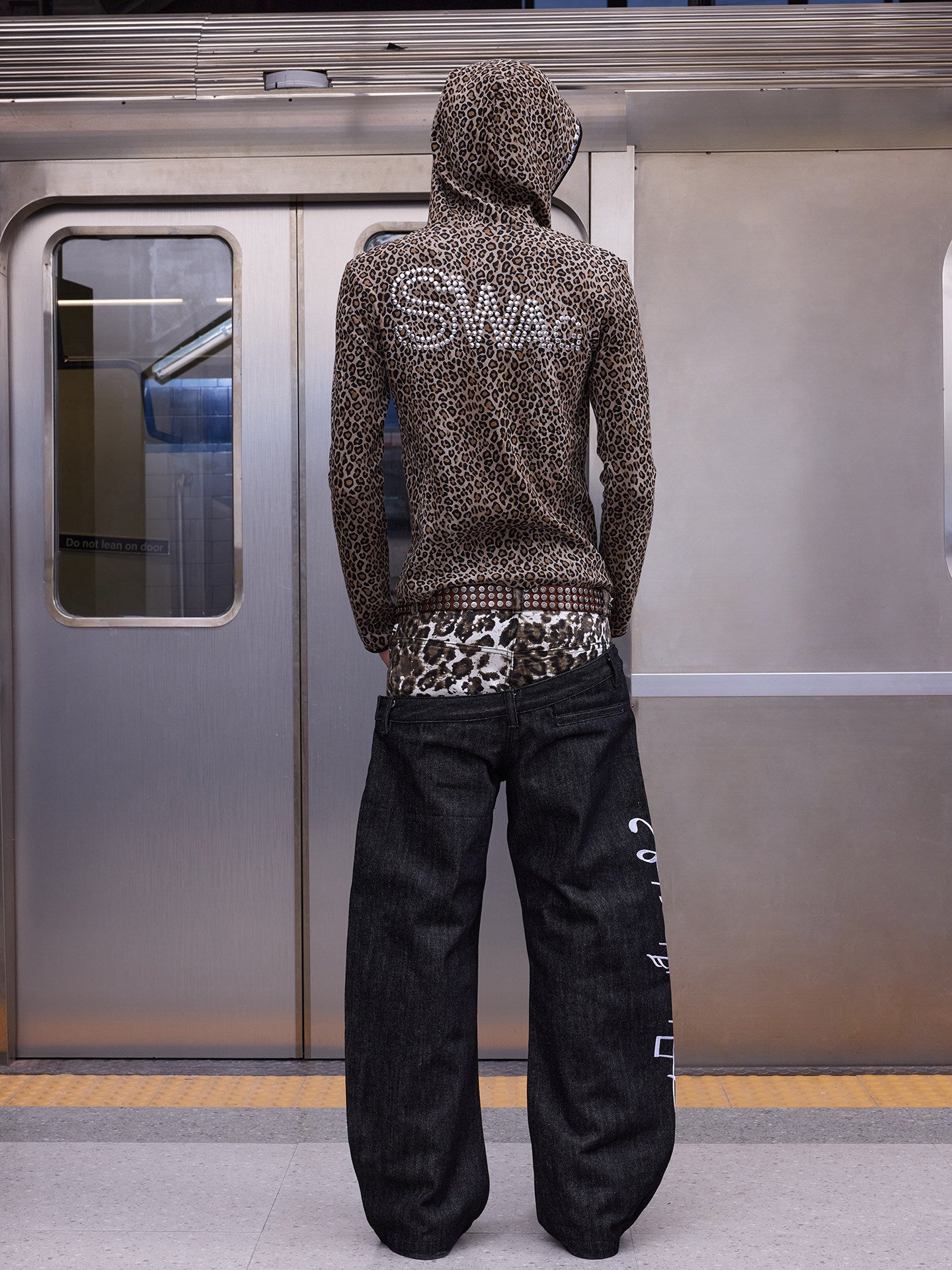 HOODED LEOPARD KNIT CARDIGAN