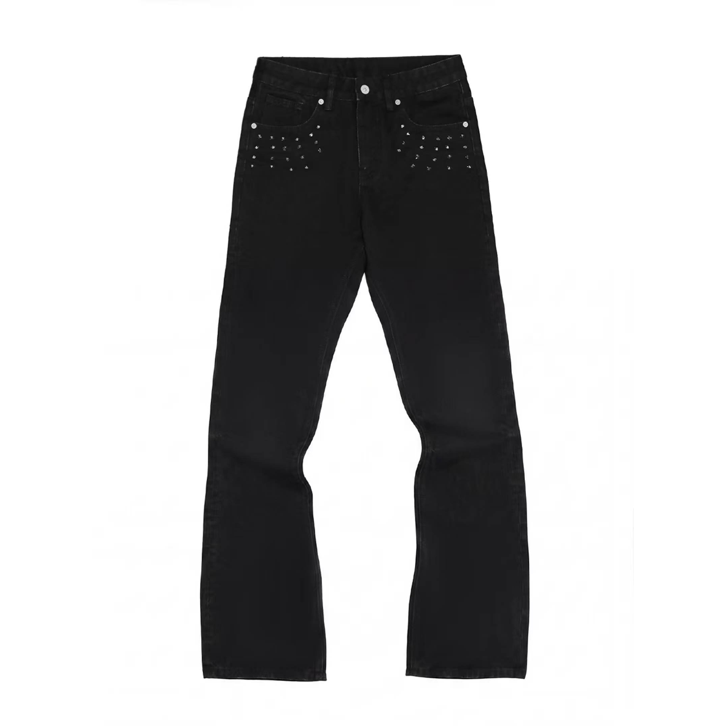 SPIKED NAIL WASHED BOOTCUT JEANS
