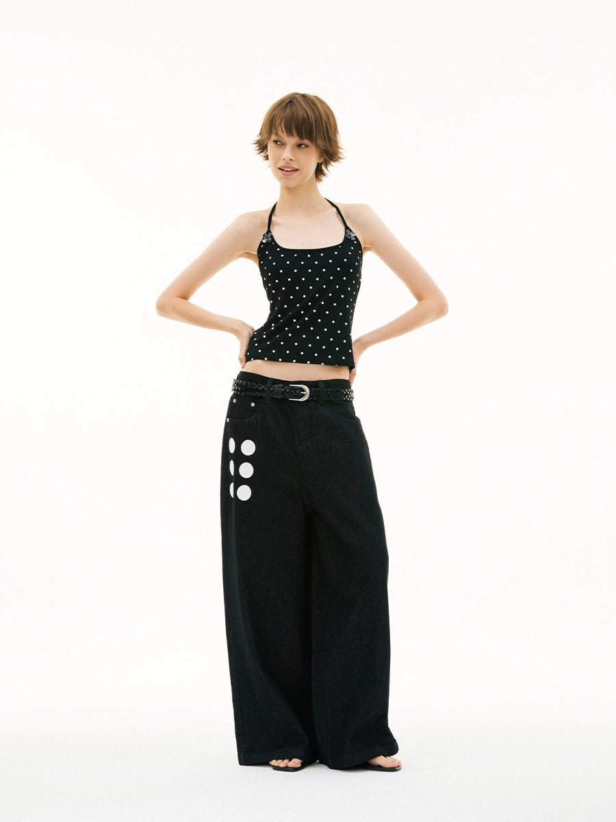 LOOSE DOT PRINT JEANS