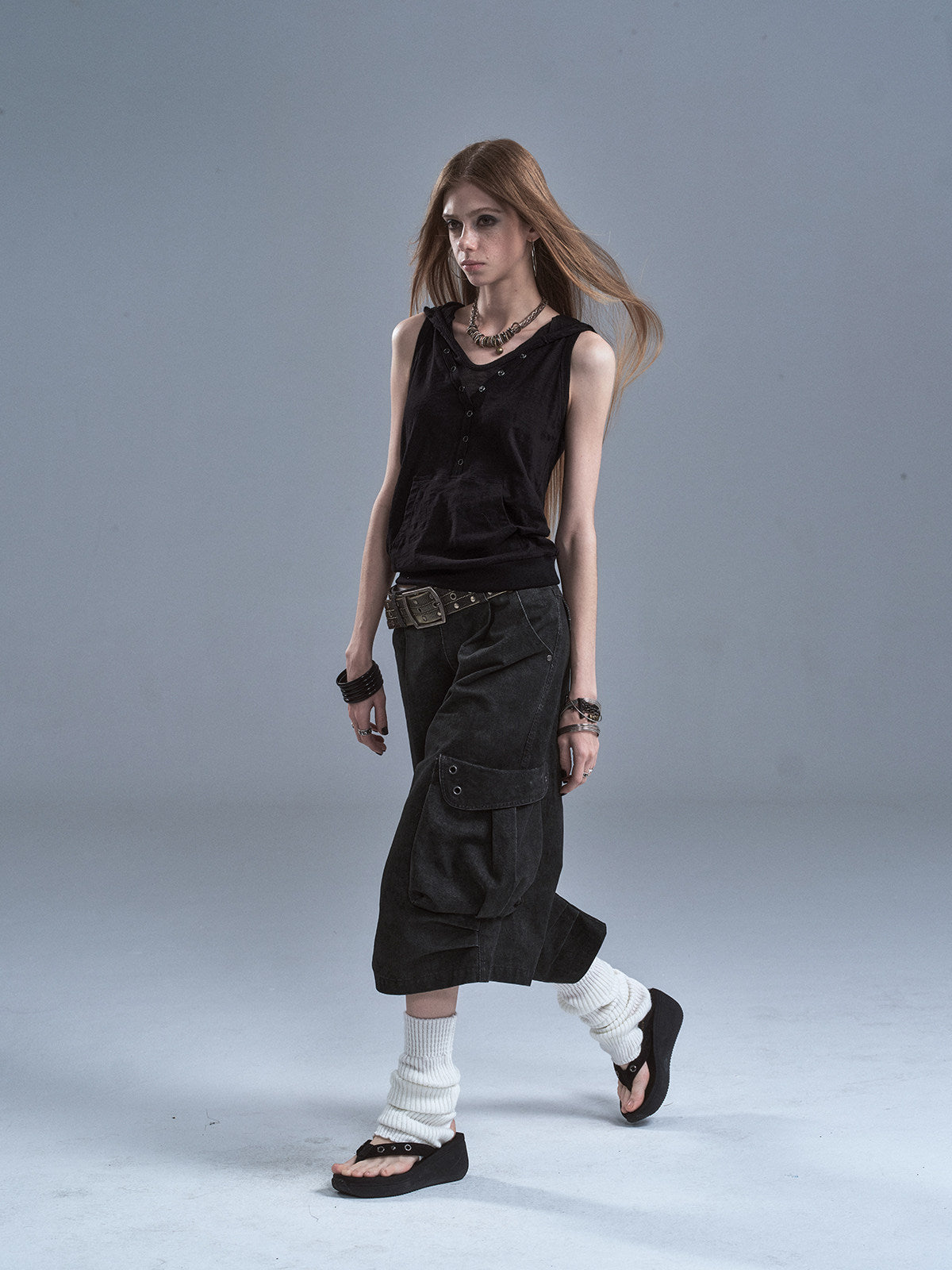 LAYERED HOODED SLEEVELESS TOP