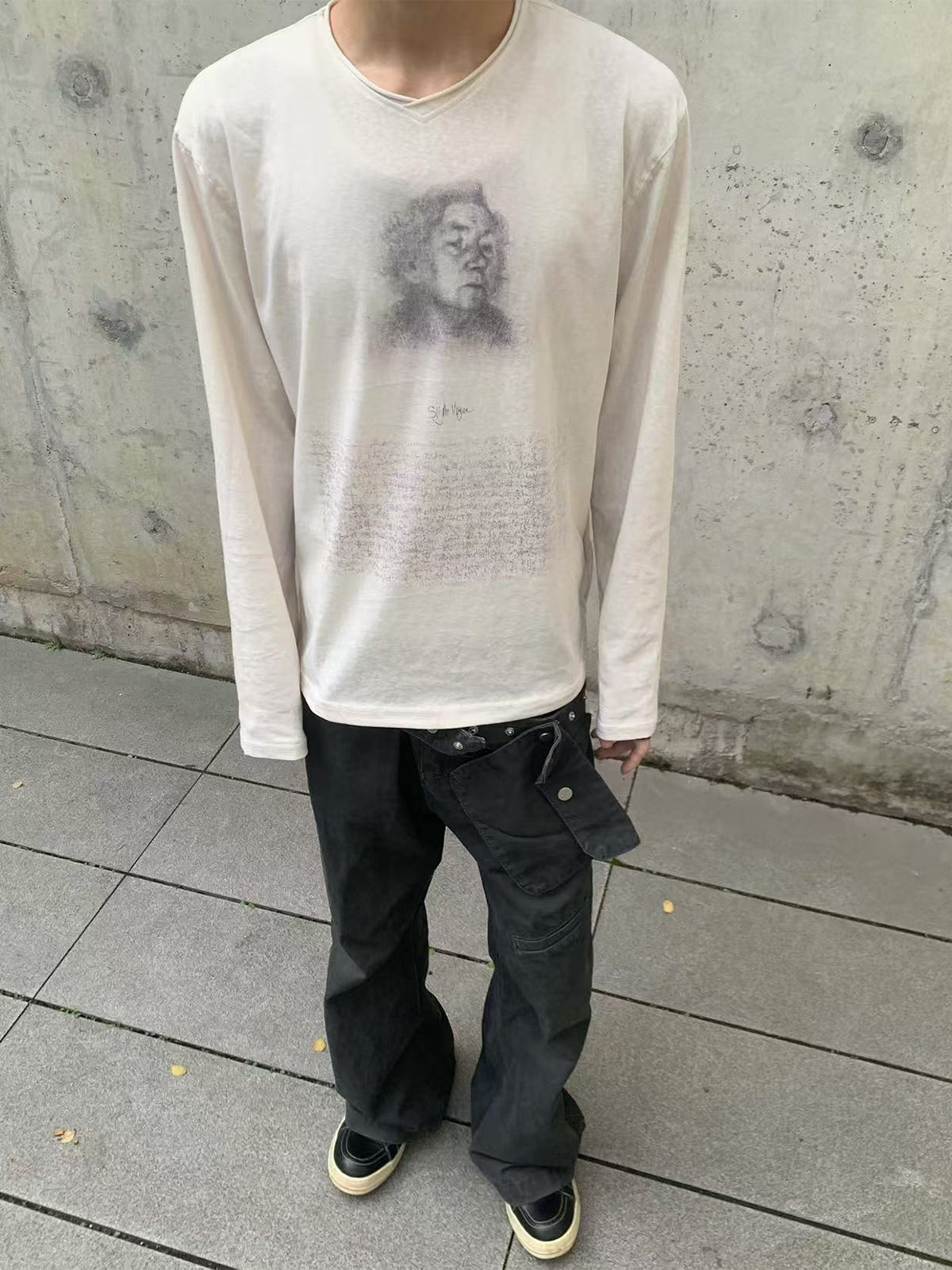 BRUSH-STROKE SHEER COTTON TEE