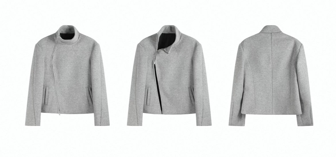 STAND-UP COLLAR WOOL JACKET