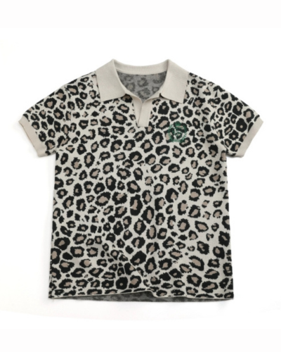 Y2K LEOPARD SHORT SLEEVE POLO