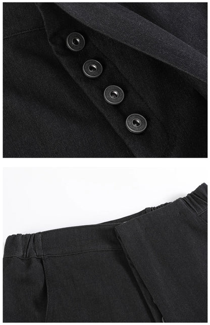 DENIM TEXTURE SUIT TROUSERS