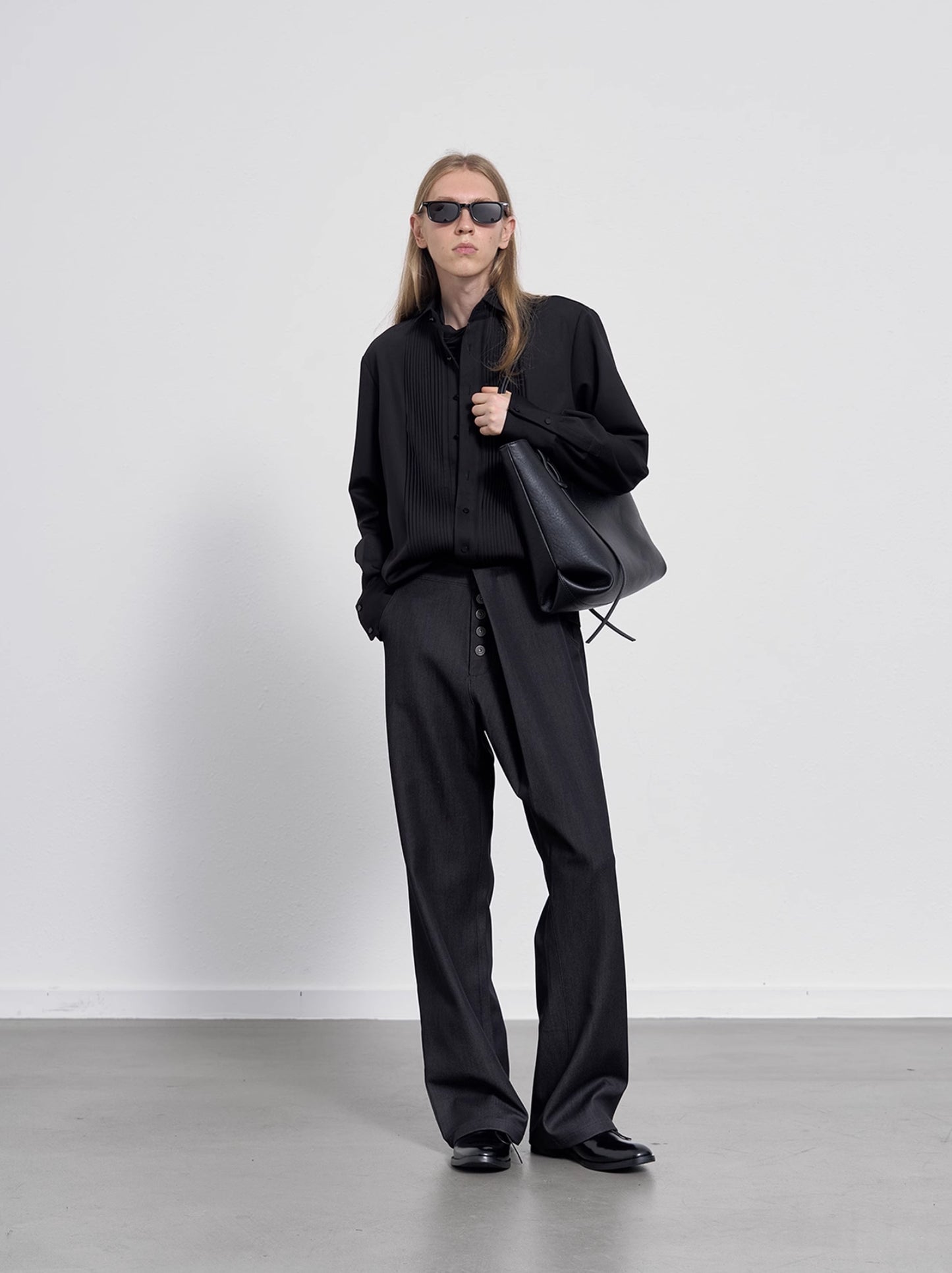 DENIM TEXTURE SUIT TROUSERS