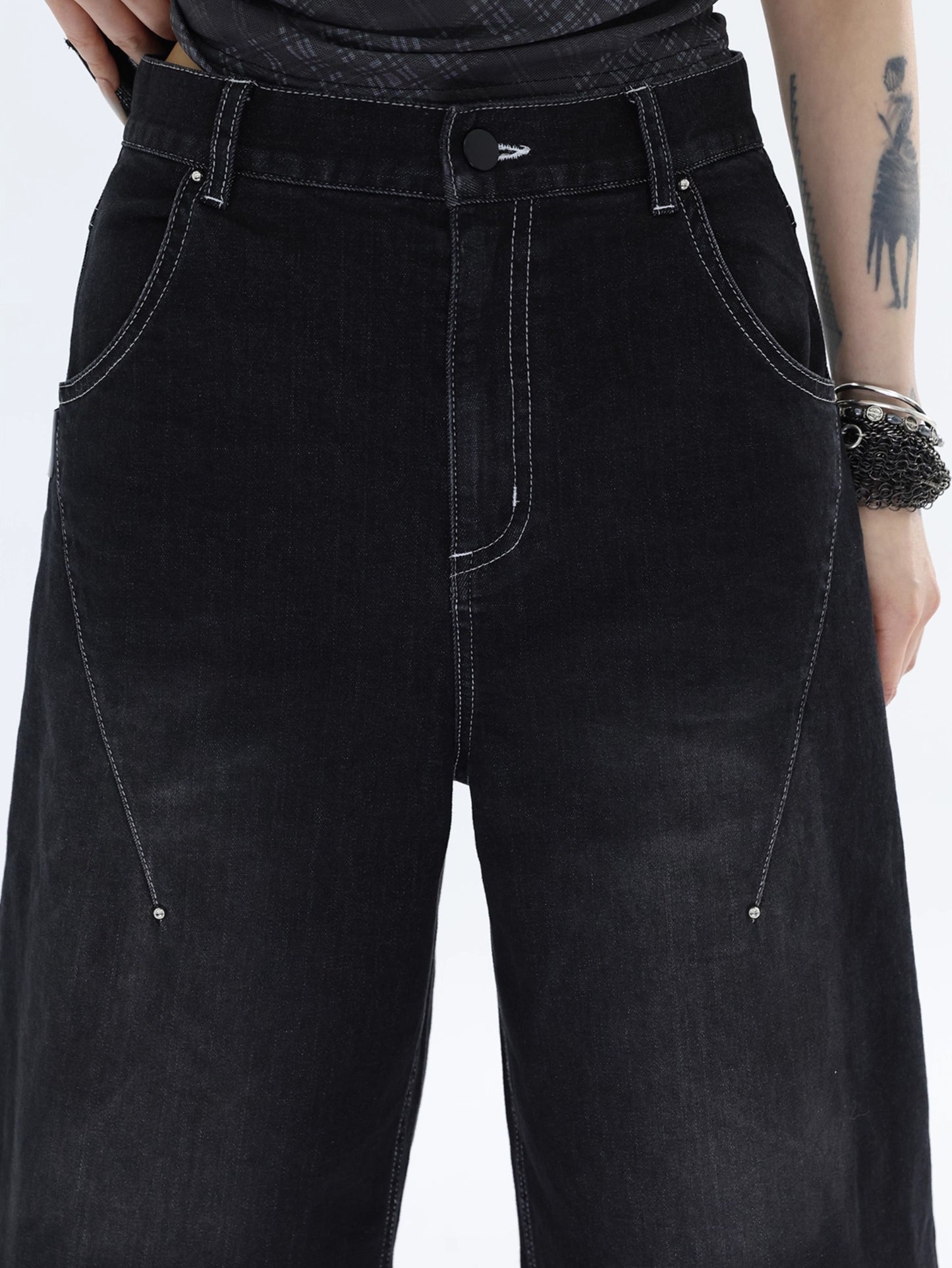 PUNK STITCHED CROP JEANS