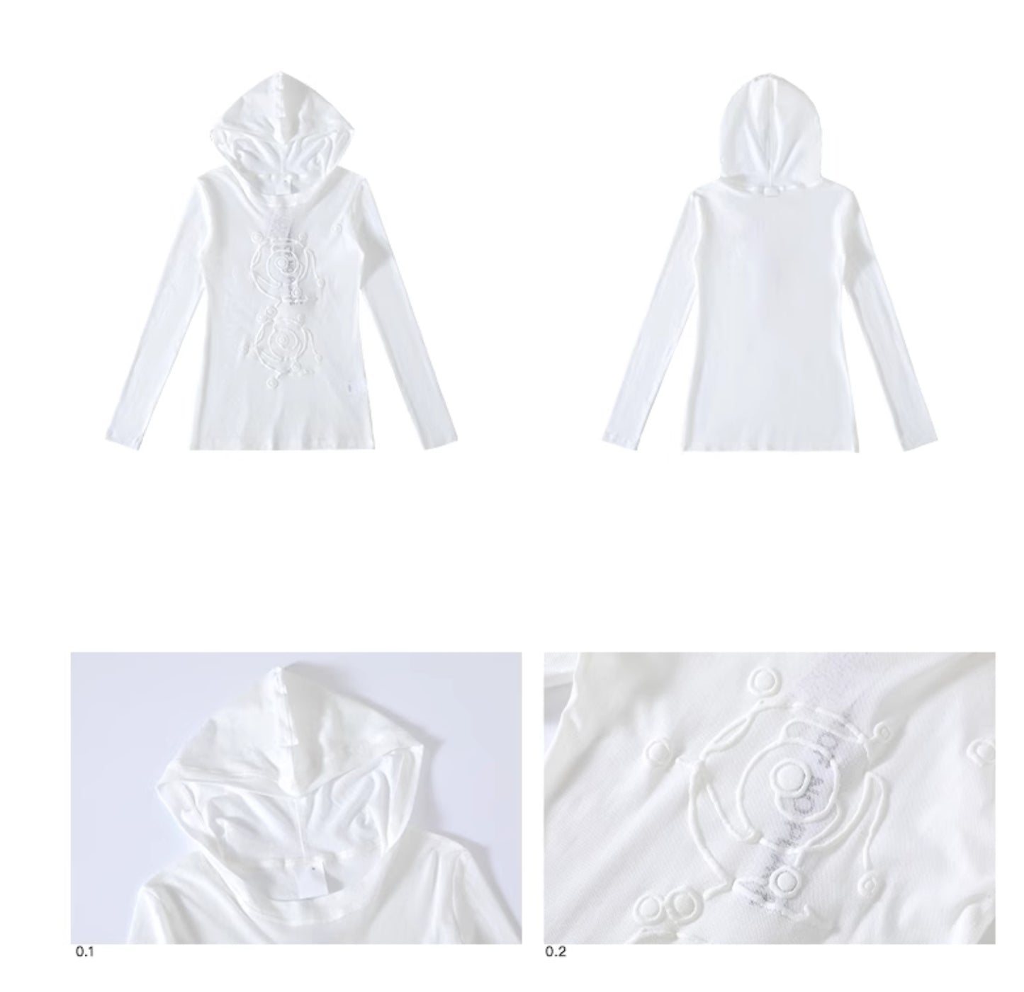 SWIRL MESH HOODED SLIM TOP