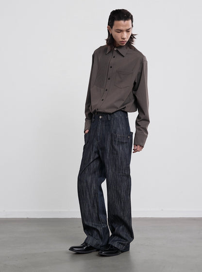CHESTNUT WOOL CASUAL SHIRT