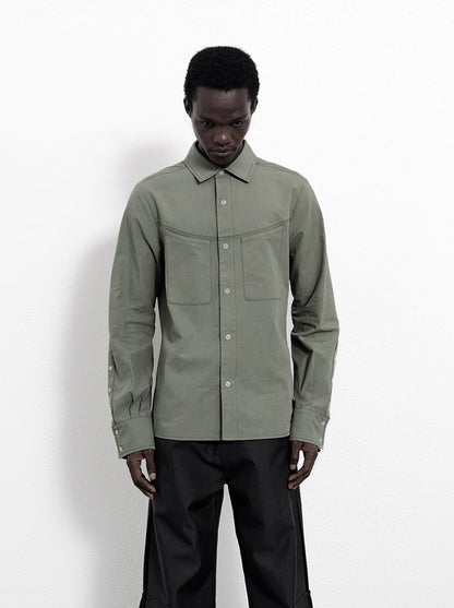 GRAY-GREEN TENCEL SHIRT