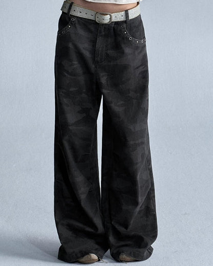 WIDE LEG MULTI POCKET CAMO PANTS