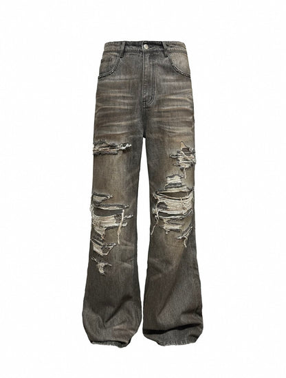BLACK DISTRESSED DAMAGE JEANS