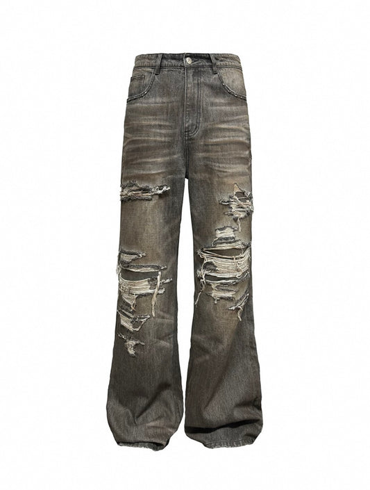 BLACK DISTRESSED DAMAGE JEANS