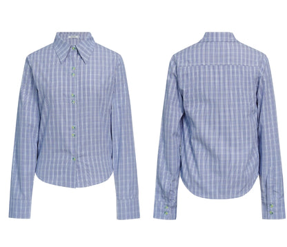 LIGHT BLUE PLAID SLIM FIT SHIRT