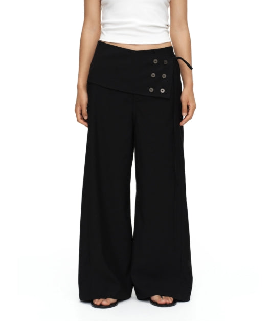 BUTTON-DOWN STRAIGHT LOOSE TROUSERS