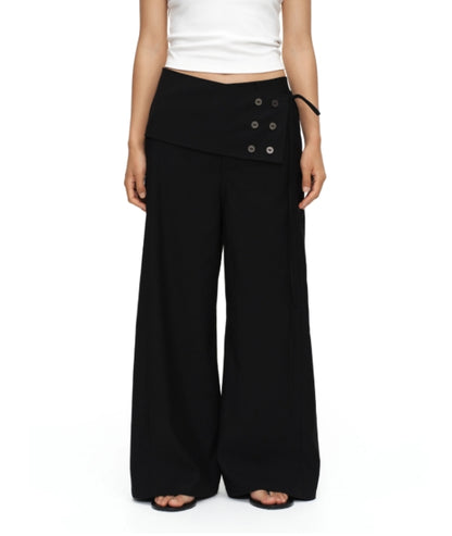 BUTTON-DOWN STRAIGHT LOOSE TROUSERS