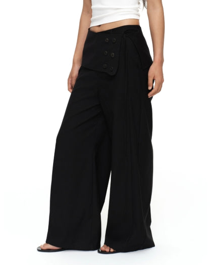 BUTTON-DOWN STRAIGHT LOOSE TROUSERS