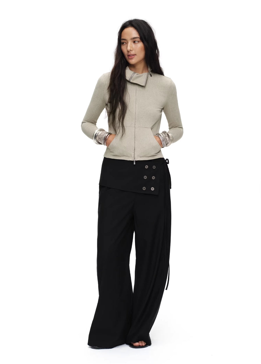BUTTON-DOWN STRAIGHT LOOSE TROUSERS