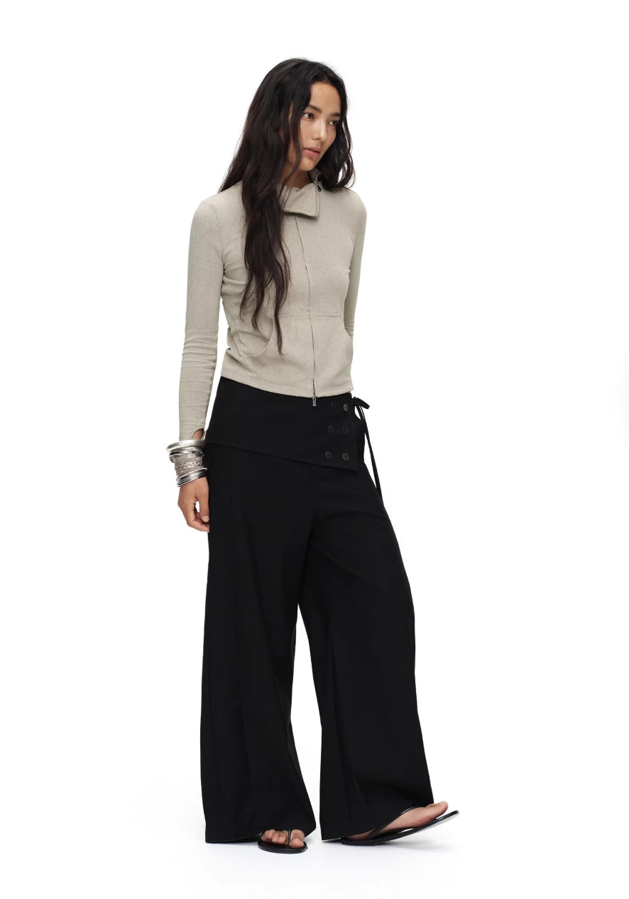 BUTTON-DOWN STRAIGHT LOOSE TROUSERS