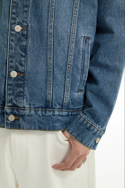 BLUE WASHED DISTRESSED DENIM JACKET