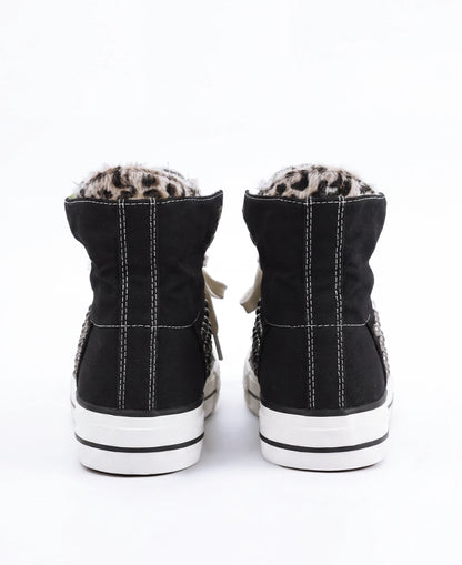 SUEDE PANEL RIVETED CANVAS SNEAKERS