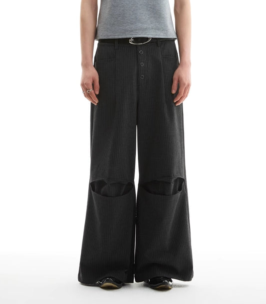 STRIPED DEFORMED SLACKS