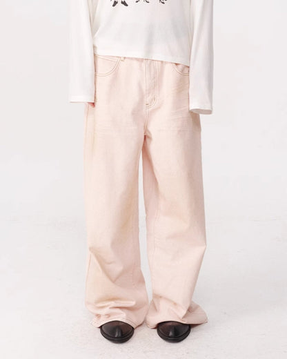 STAINED PINK DENIM PANTS
