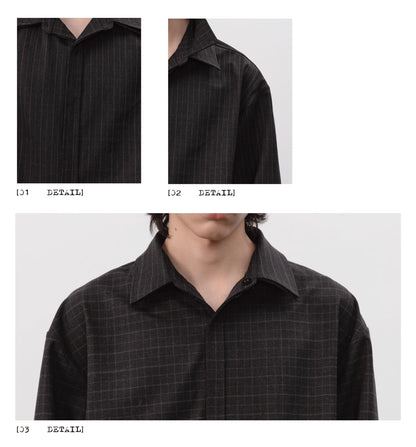 DOUBLE-SIDED STRIPE PLAID SHIRT