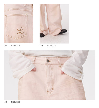 STAINED PINK DENIM PANTS