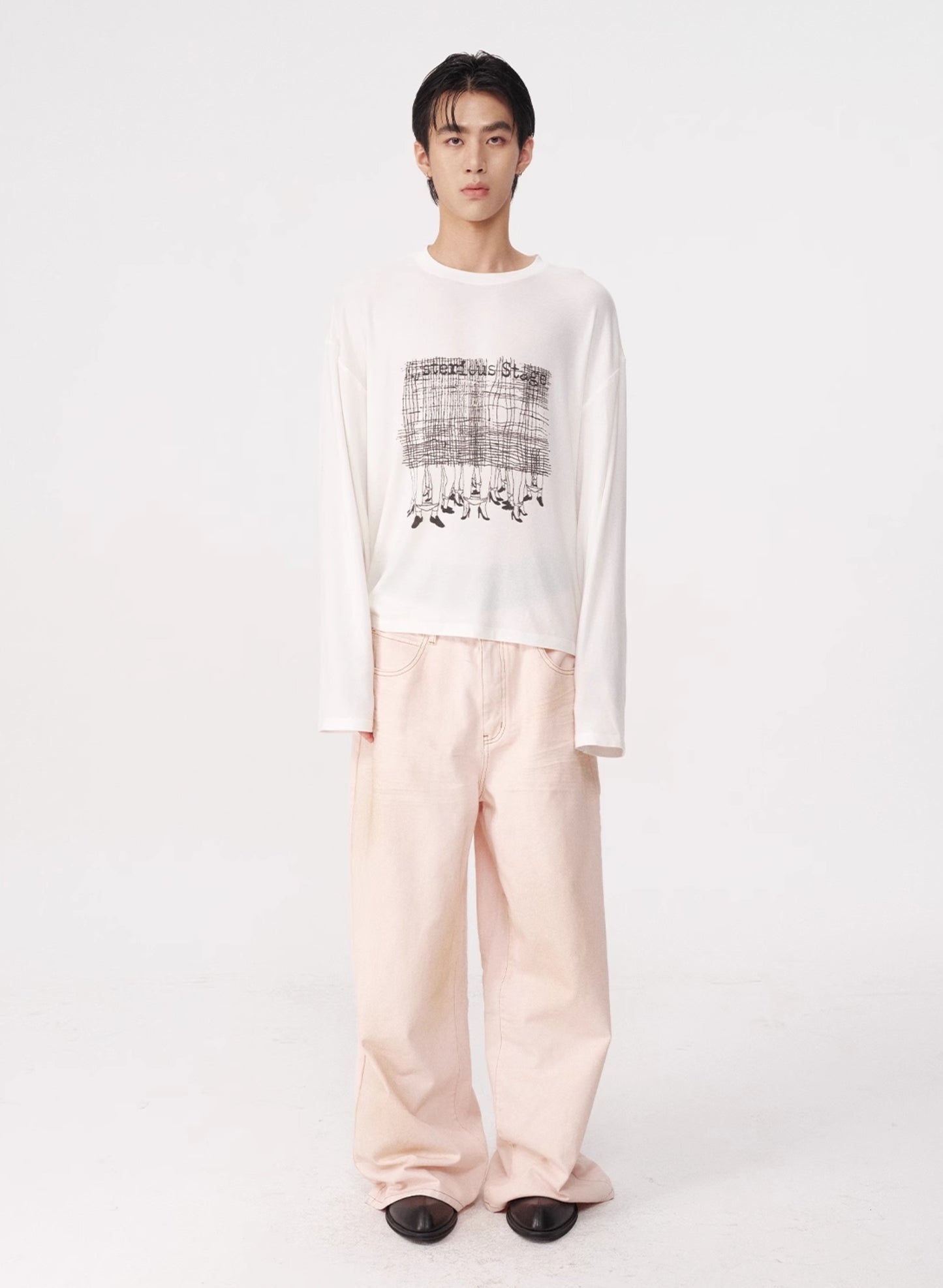 STAINED PINK DENIM PANTS