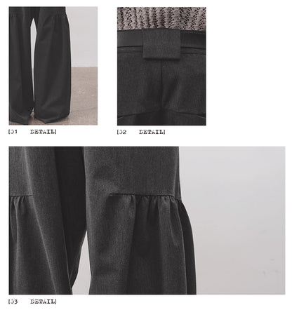 WOOL-BLEND SIDE PLEAT TAILORED PANTS