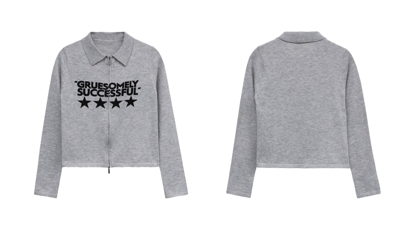 STAR ZIP CROPPED SWEATER