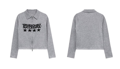 STAR ZIP CROPPED SWEATER