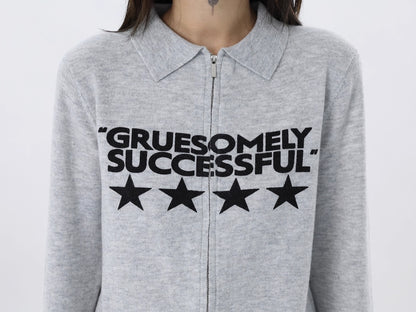 STAR ZIP CROPPED SWEATER