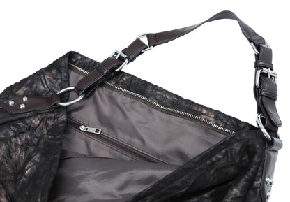 PLEATED MICROFIBER GRUNGE SHOULDER BAG