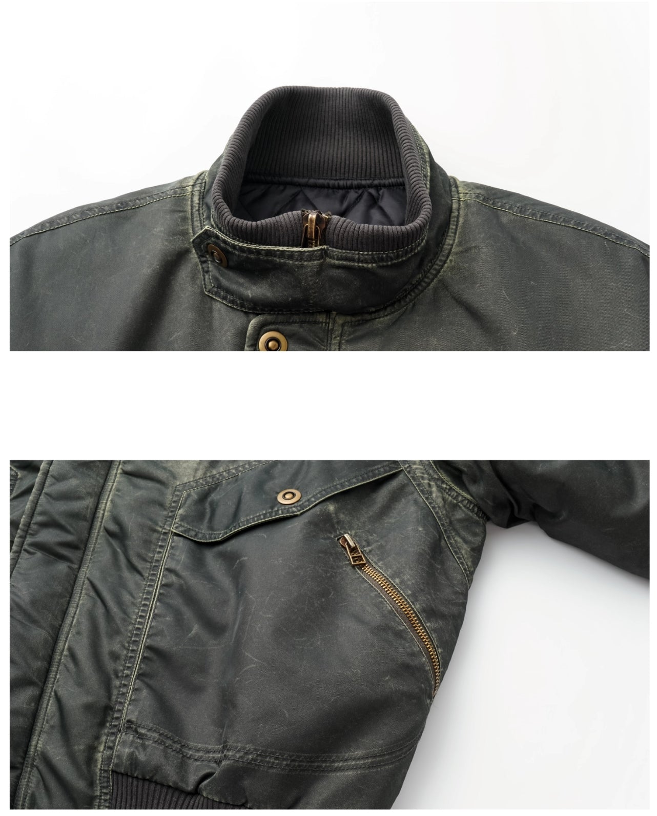 WASH STAND COLLAR BOMBER JACKET