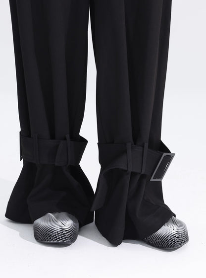 BUCKLE LOOSE DRAPED PANTS
