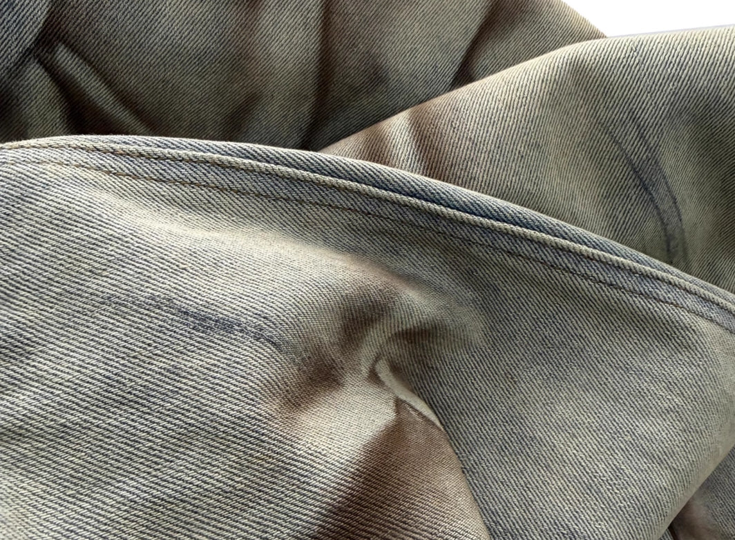 STAIN DYED TWILL COTTON JEANS