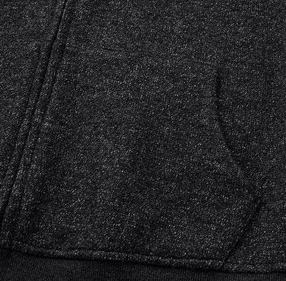 BLACK LINEN TEXTURE ZIP HOODIE