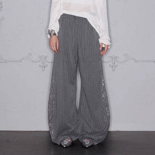 GLOW STRIPE WIDE LEG TROUSERS