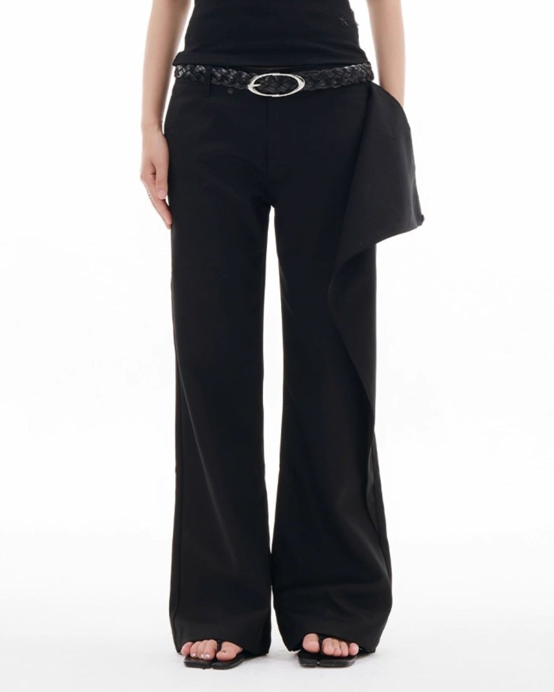 FRONT DRAPE FLARE TROUSERS