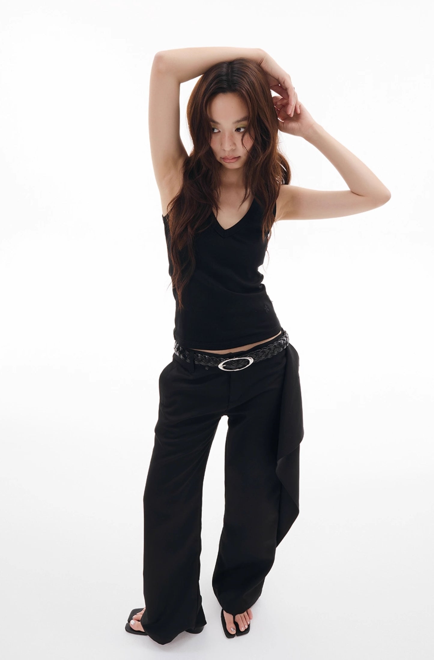 FRONT DRAPE FLARE TROUSERS