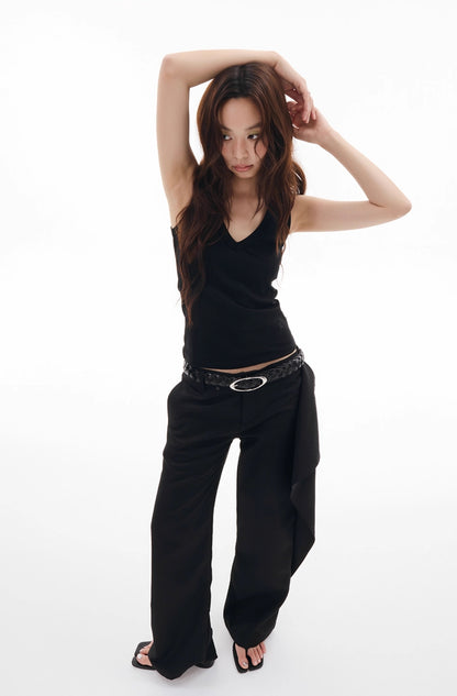 FRONT DRAPE FLARE TROUSERS