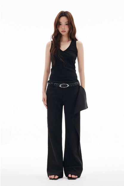 FRONT DRAPE FLARE TROUSERS